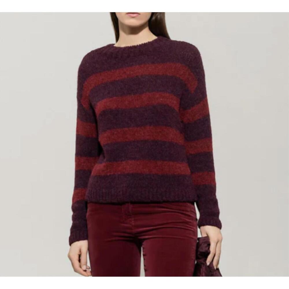 NEW LUISA CERANO striped sweater in red burgundy
